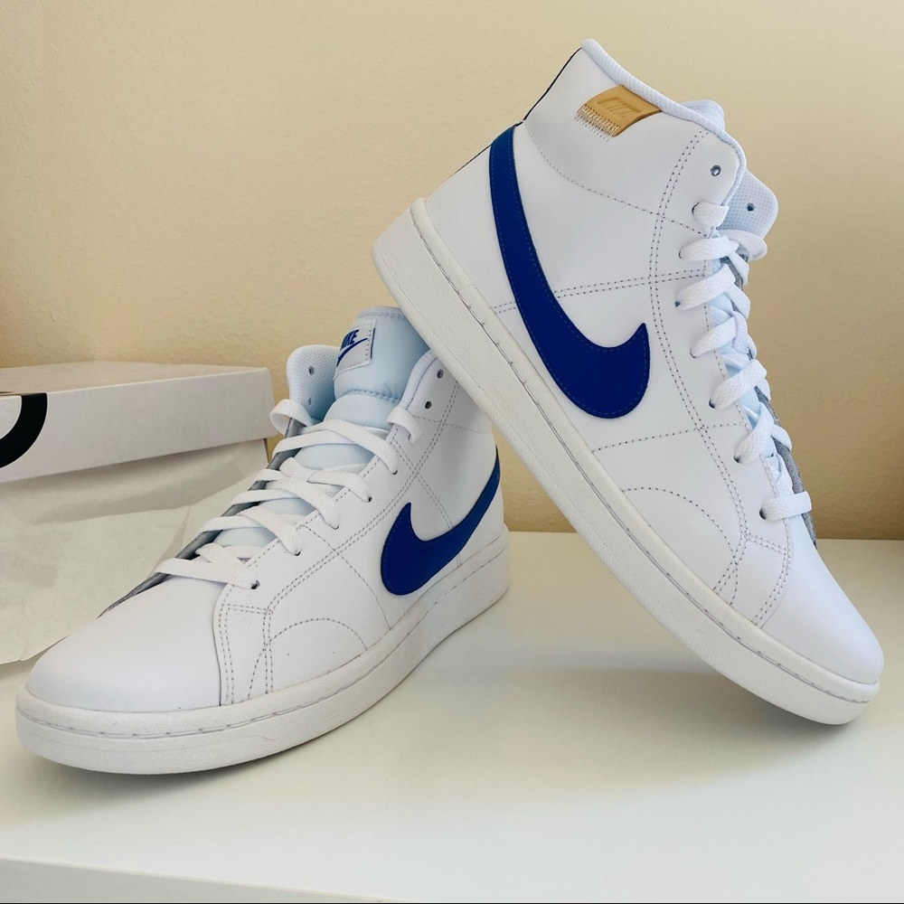 New Nike court royale 2 white mid top sneakers shoes blue swoosh - Picture 2 of 8